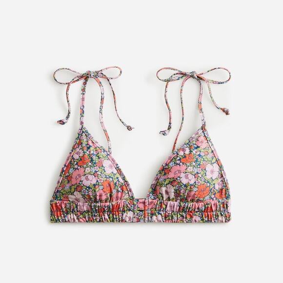 J. Crew Tie-Shoulder Ruched Bikini Top in Liberty Meadow Song Fabric Size 3X NWT - Picture 1 of 10